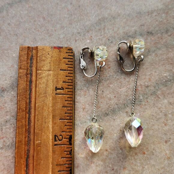 Bracelet & Dangle Earrings Set AB Crystal Bead Double Strand Wedding VTG Jewelry - Picture 12 of 13